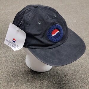 Vintage Pepsi Hat Cap Snap Back Mens Black Cotton Twill Pepsi Stuff Logo 90s